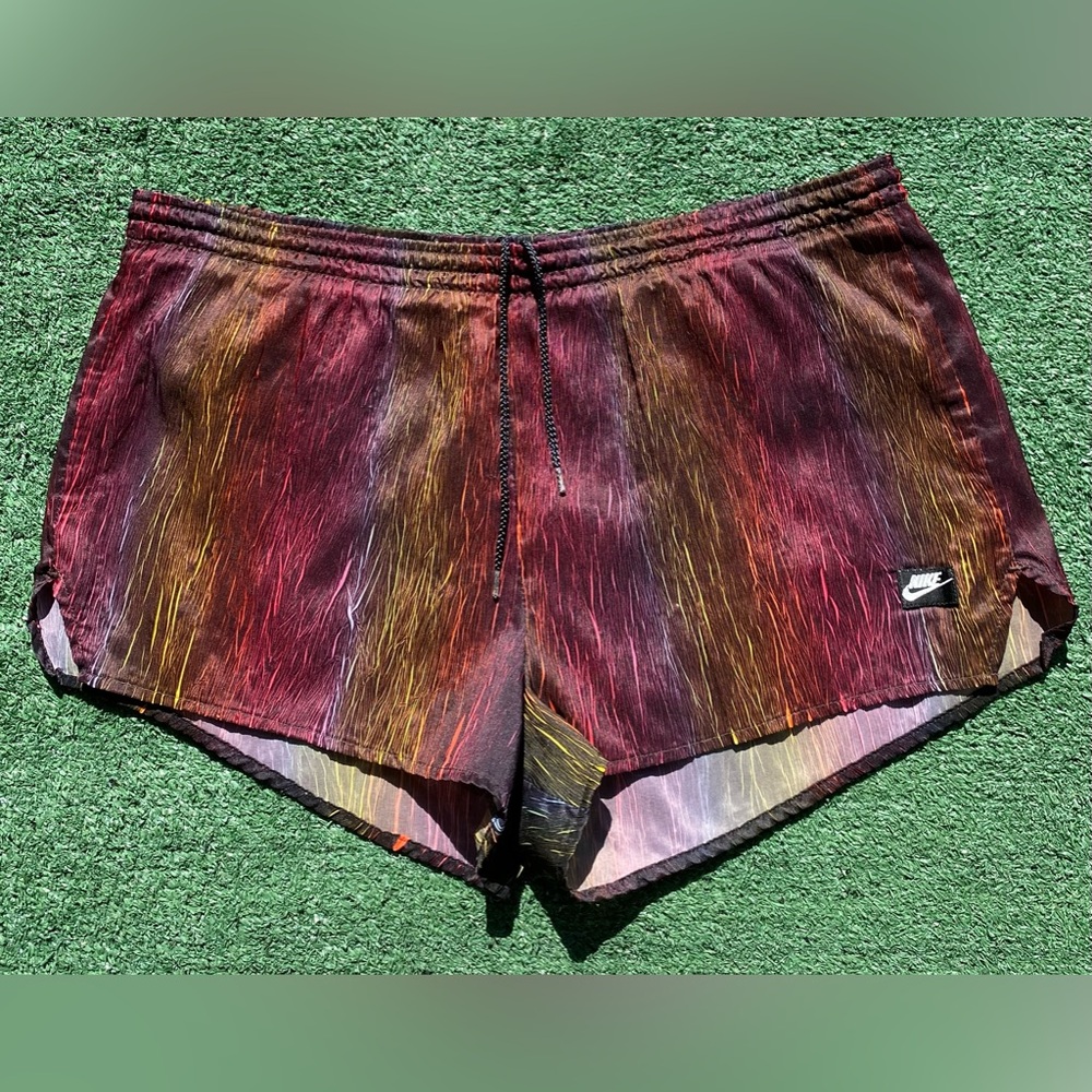 Rare VTG 90’s Nike Spellout Ribbed Rainbow Running Sprinter Shorts Mens SZ Large